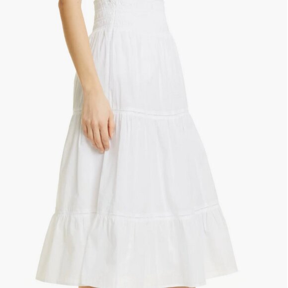 NWT $188 RAILS Edina Tiered Midi Cotton Bright White Skirt Size M - Picture 4 of 4